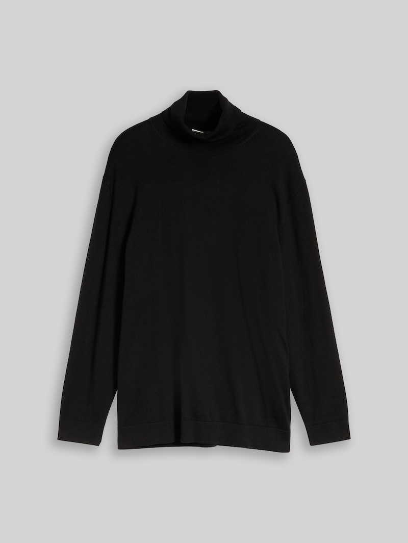 Tom Tailor Plus Size - Rollkragenpullover aus Baumwolle - Black