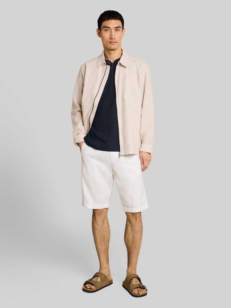 Tom Tailor Henley T-Shirt mit Waffelstruktur - Sky Captain Blue