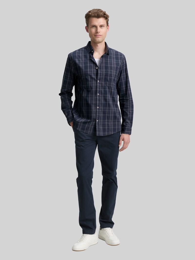 Tom Tailor Regular Fit Hemd mit Karo-Muster - Navy Tonal Check