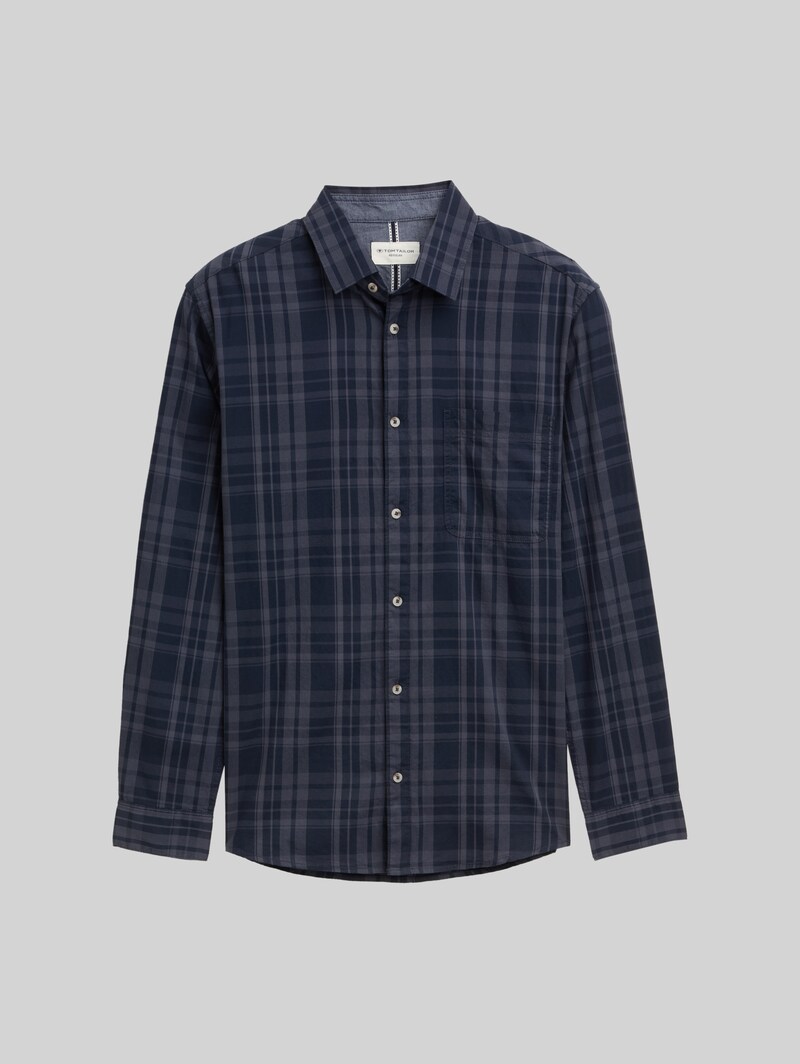 Tom Tailor Regular Fit Hemd mit Karo-Muster - Navy Tonal Check