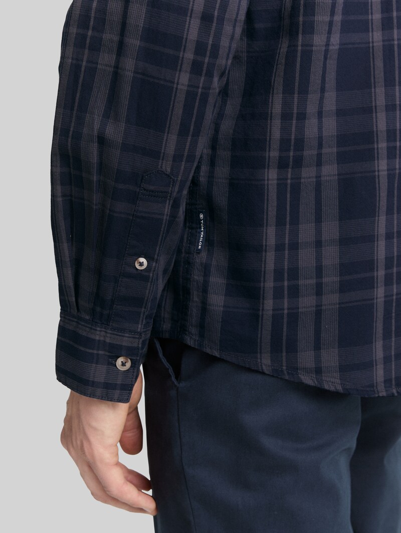 Tom Tailor Regular Fit Hemd mit Karo-Muster - Navy Tonal Check