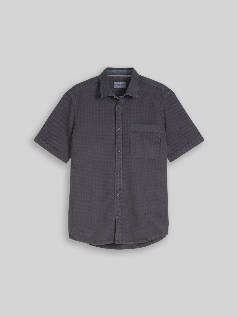 Tom Tailor Regular Fit Kurzarmhemd mit Waffelstruktur - Tarmac Grey