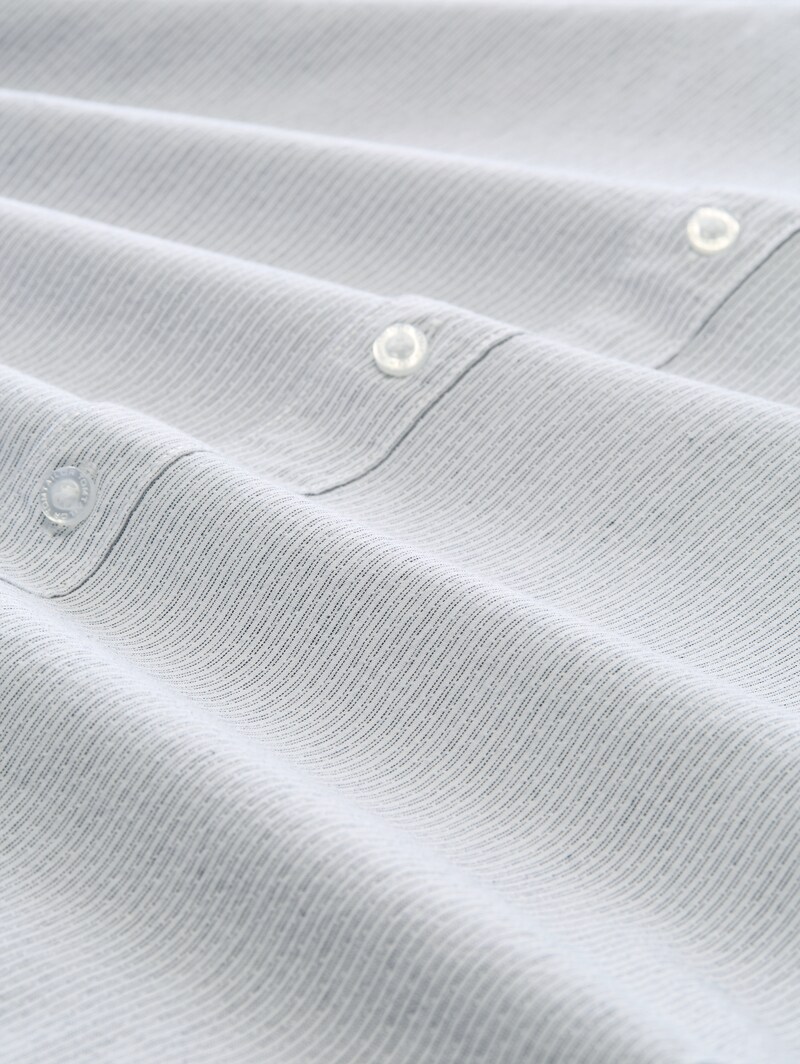 Tom Tailor Regular Fit Kurzarmhemd mit Stehkragen - White Navy Small Stripe