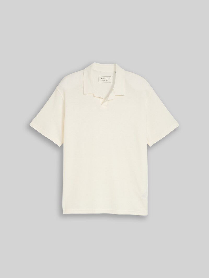 Tom Tailor Relaxed Fit Resort Poloshirt mit Waffelstruktur - Wool White