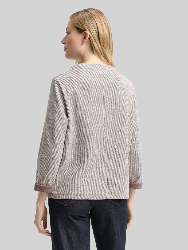 Tom Tailor Sweatshirt mit Stehkragen - Dark Pecan Brown Melange