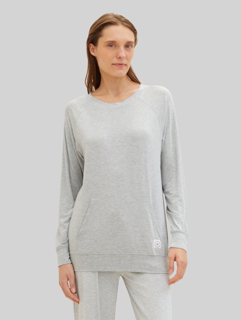 Tom Tailor Loungewear Sweatshirt in Melange Optik - Grey-medium-melange Tom Tailor Loungewear Sweatshirt in Melange Optik - Grey-medium-melange