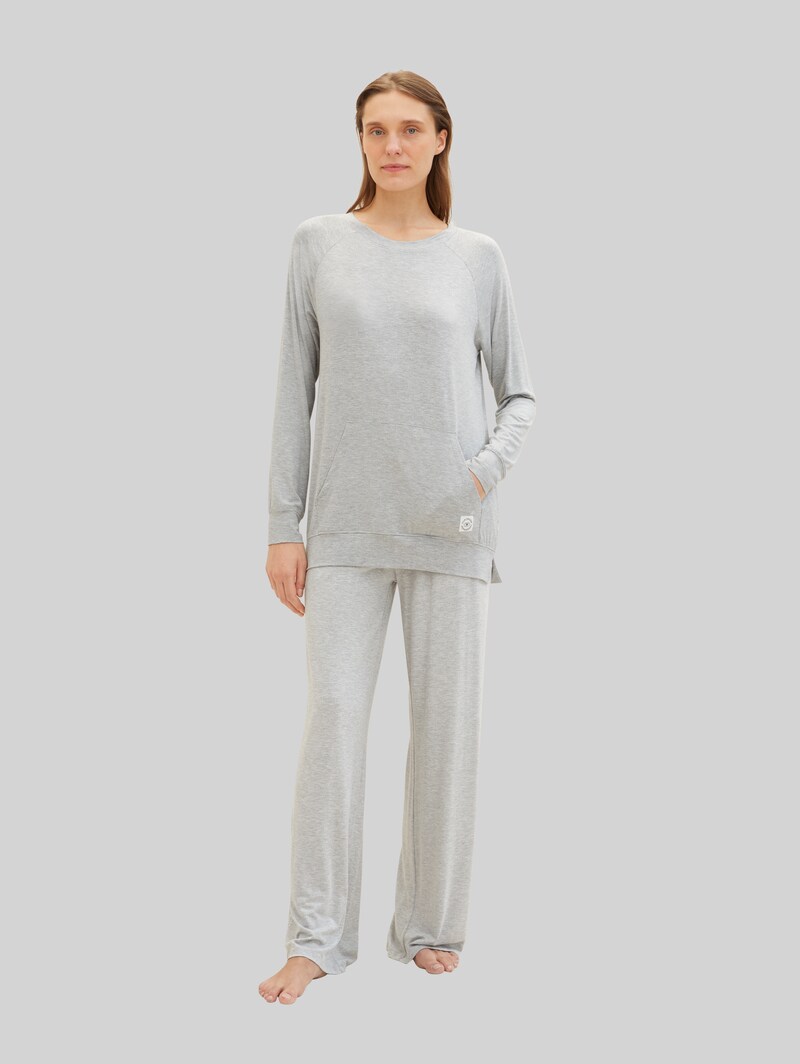 Tom Tailor Loungewear Sweatshirt in Melange Optik - Grey-medium-melange