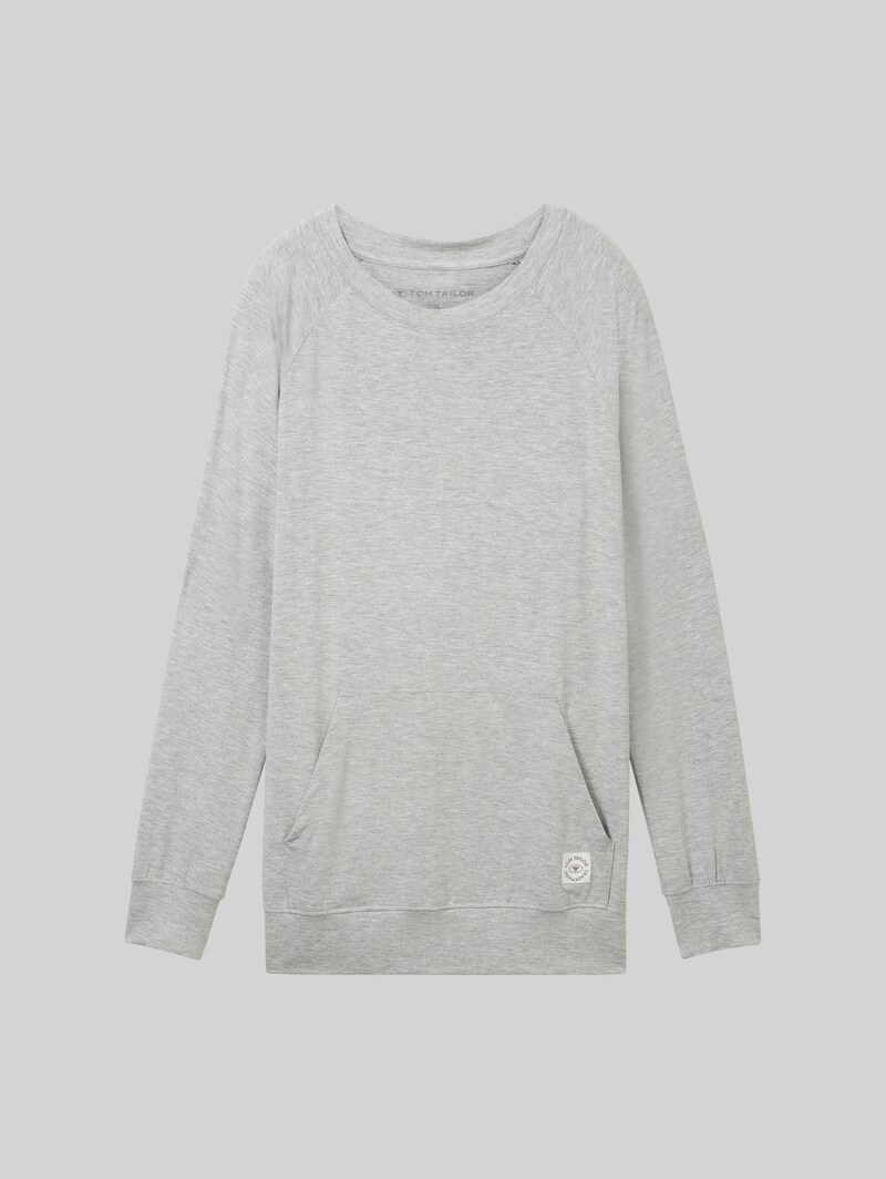Tom Tailor Loungewear Sweatshirt in Melange Optik - Grey-medium-melange