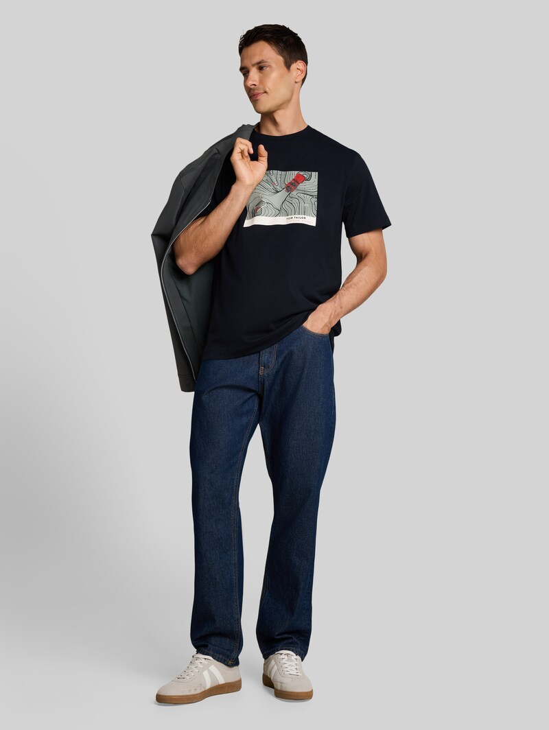 Tom Tailor T-Shirt mit Print - Sky Captain Blue