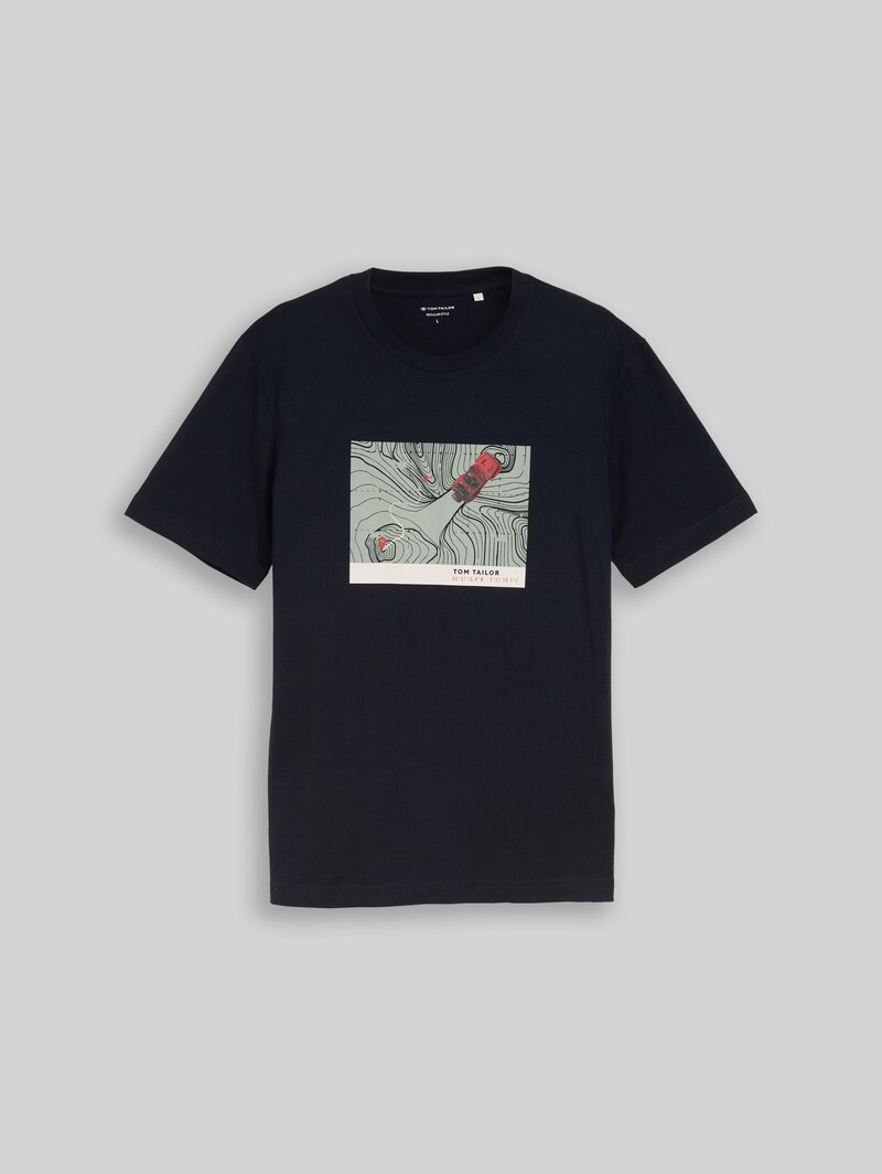Tom Tailor T-Shirt mit Print - Sky Captain Blue