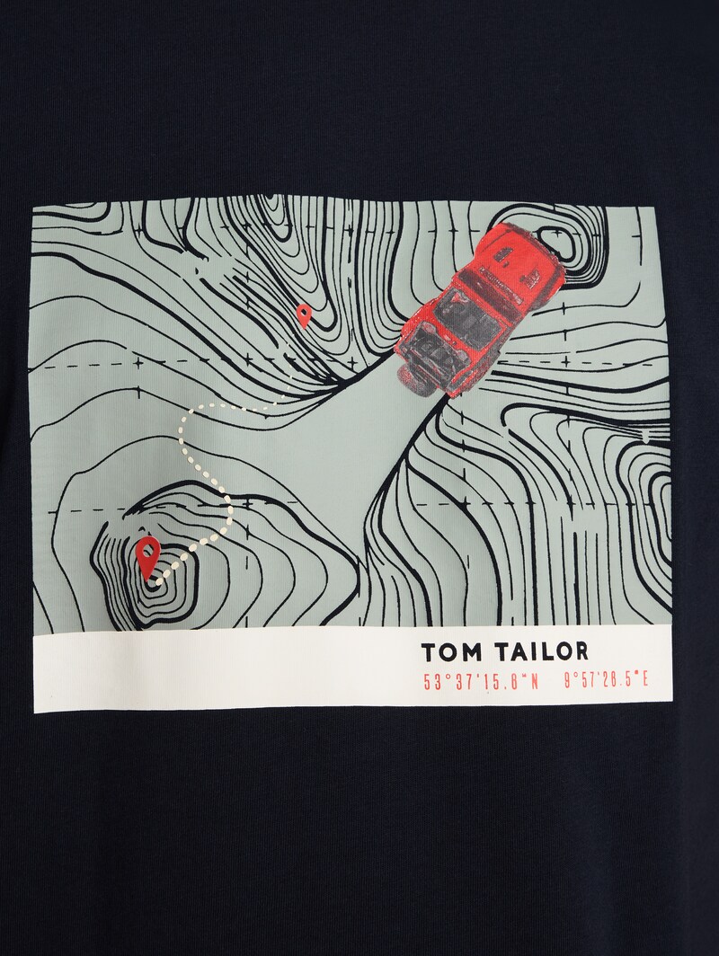 Tom Tailor T-Shirt mit Print - Sky Captain Blue