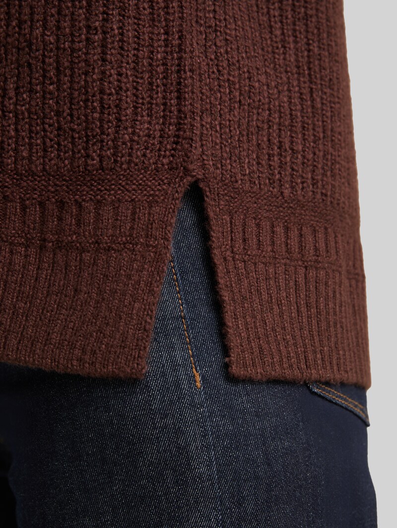 Tom Tailor Pullunder mit V-Ausschnitt - Dark Pecan Brown Melange