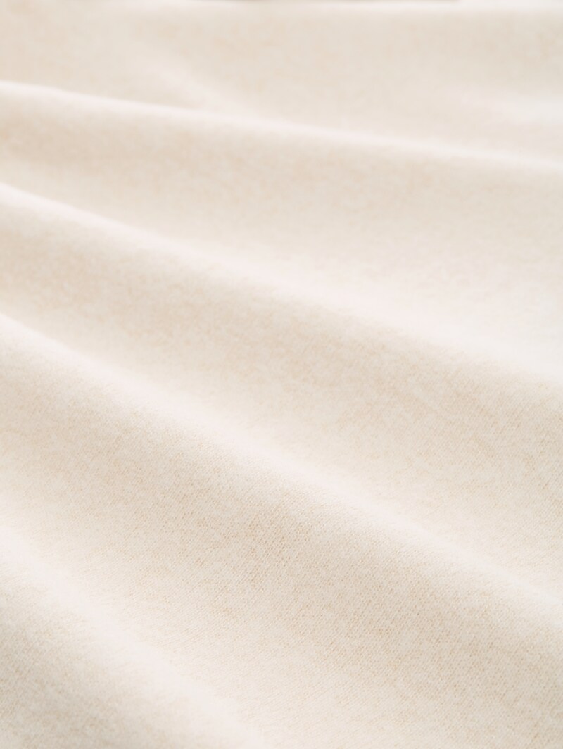 Tom Tailor Cosy Langarmshirt mit Polokragen - Sand Stone Beige Melange