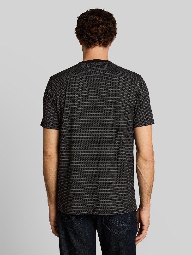 Tom Tailor T-Shirt mit Streifenmuster - Black White Fine Stripe