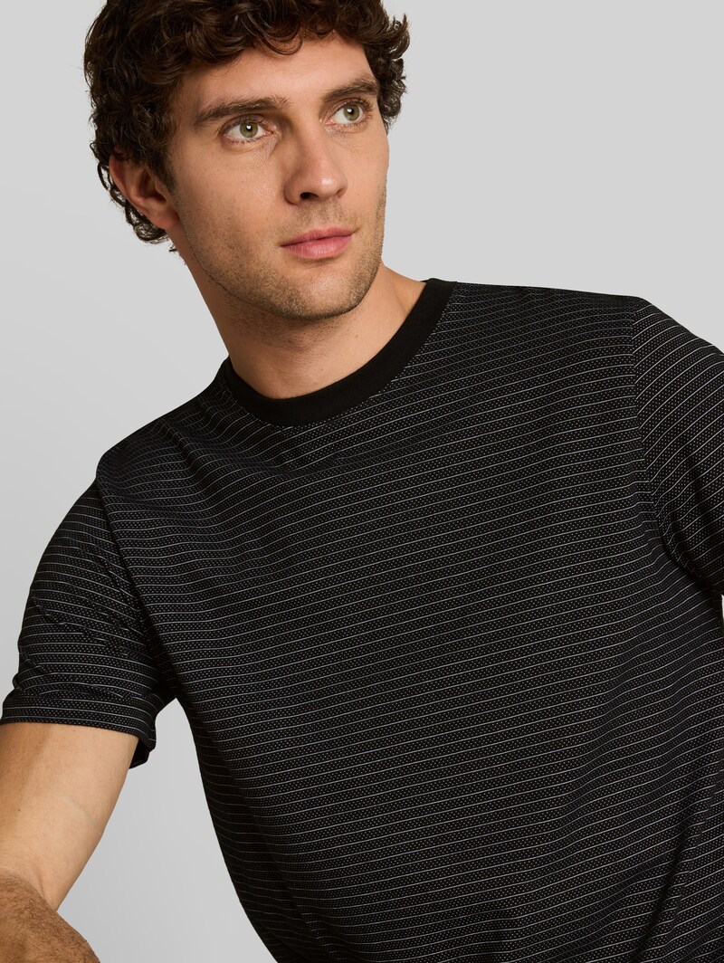 Tom Tailor T-Shirt mit Streifenmuster - Black White Fine Stripe