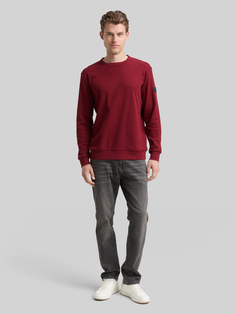 Tom Tailor Langarmshirt mit Waffelstruktur - Cabarnet Bordeaux Red