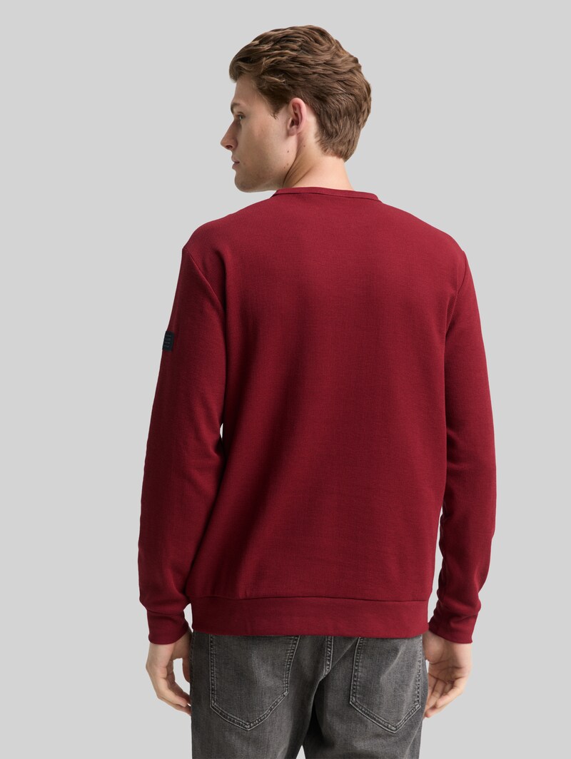 Tom Tailor Langarmshirt mit Waffelstruktur - Cabarnet Bordeaux Red