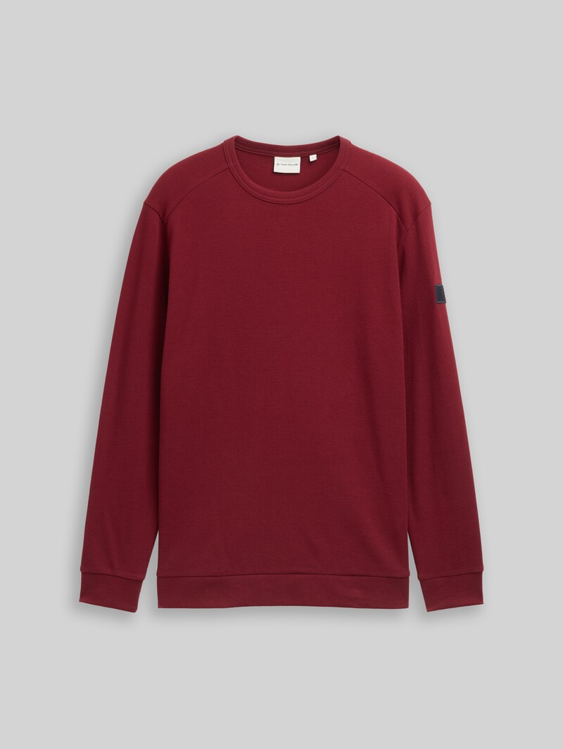 Tom Tailor Langarmshirt mit Waffelstruktur - Cabarnet Bordeaux Red