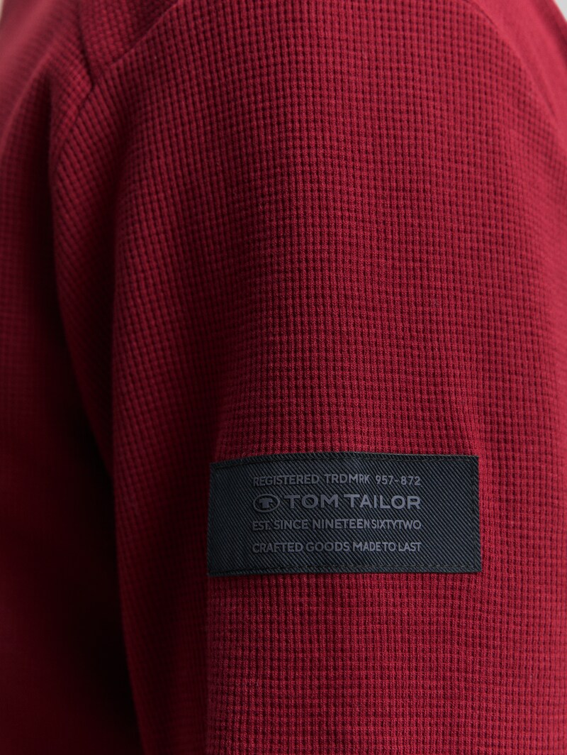 Tom Tailor Langarmshirt mit Waffelstruktur - Cabarnet Bordeaux Red