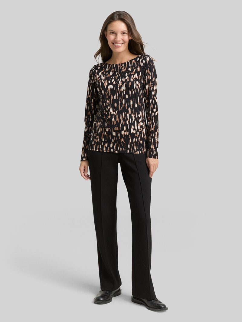 Tom Tailor Langarmshirt mit Muster - Brown Sparkle Design