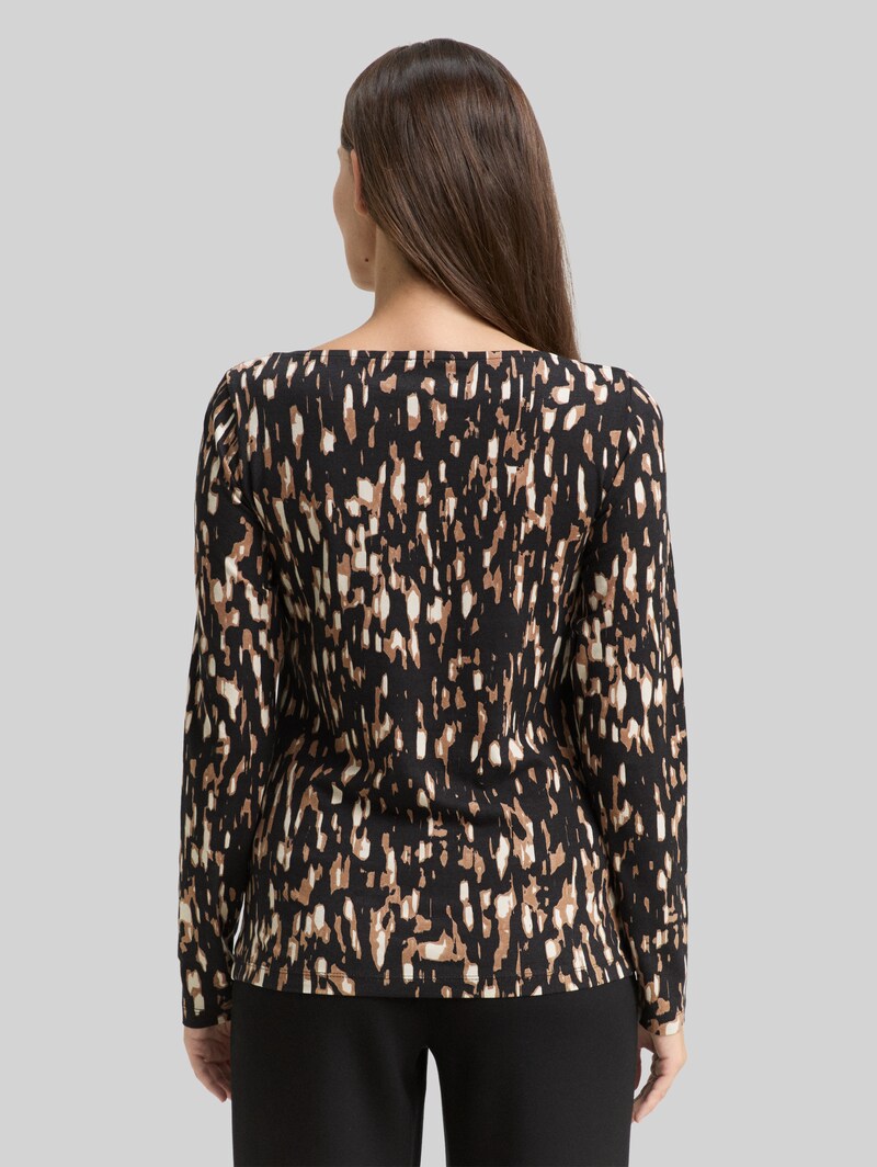 Tom Tailor Langarmshirt mit Muster - Brown Sparkle Design