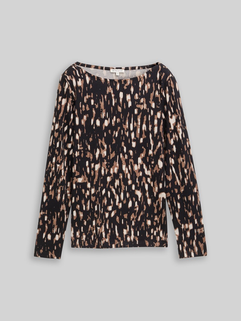 Tom Tailor Langarmshirt mit Muster - Brown Sparkle Design