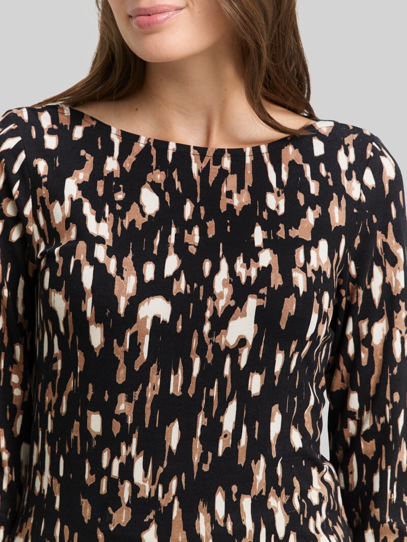 Tom Tailor Langarmshirt mit Muster - Brown Sparkle Design