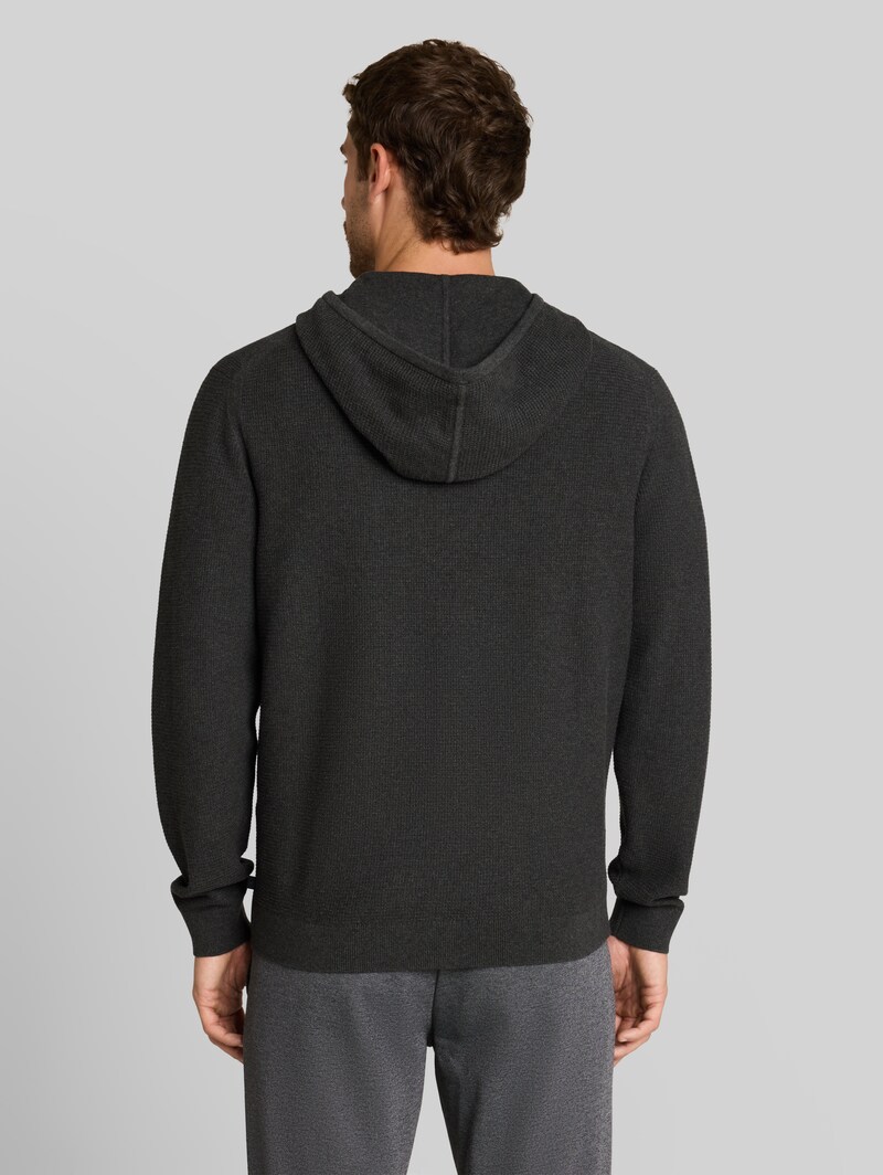 Tom Tailor Strickjacke mit Kapuze - Black Grey Melange