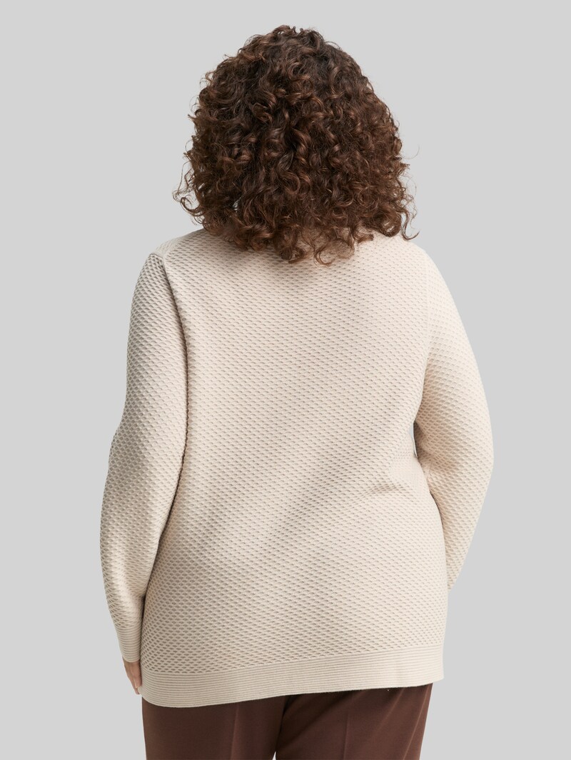 Tom Tailor Plus Size - Loose Fit Strickpullover aus Baumwolle - Sand Stone Beige