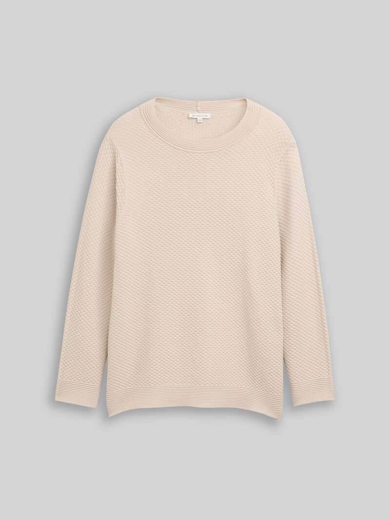 Tom Tailor Plus Size - Loose Fit Strickpullover aus Baumwolle - Sand Stone Beige