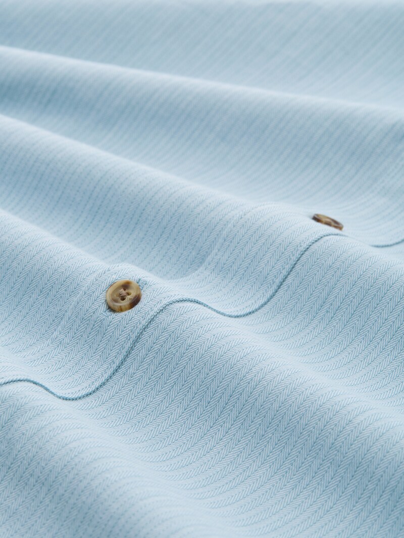 Tom Tailor Regular Fit Hemd mit Turn-Up-Funktion - Mountain Blue Herringbone