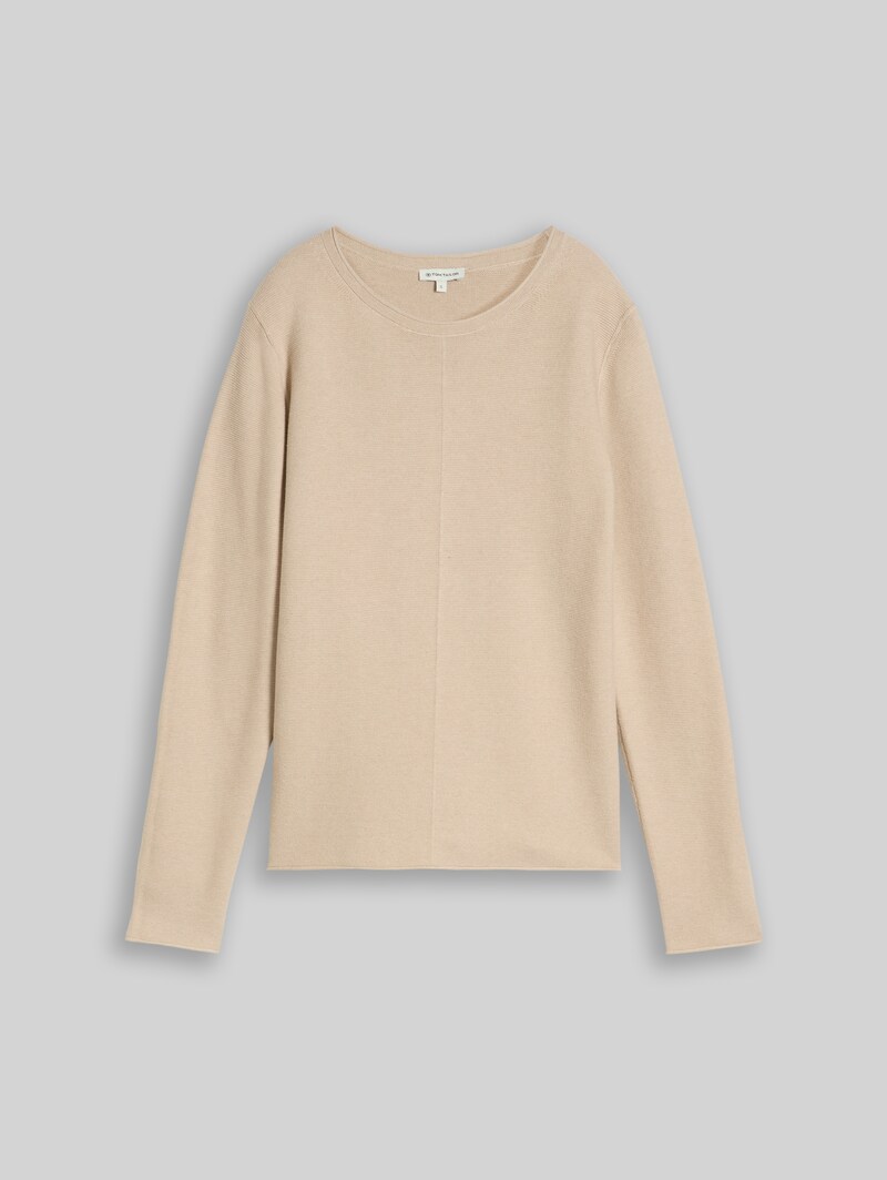 Tom Tailor Strickpullover aus Baumwolle - Gravel Beige Melange