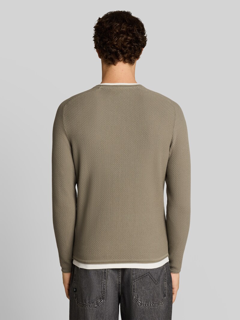 Tom Tailor Strickpullover im 2-in-1-Look - Dark Sage Green