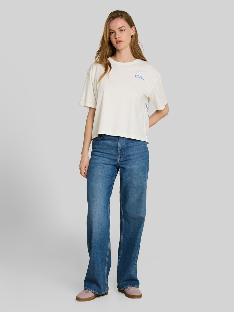 Tom Tailor Boxy Fit T-Shirt mit Rückenprint - Off White