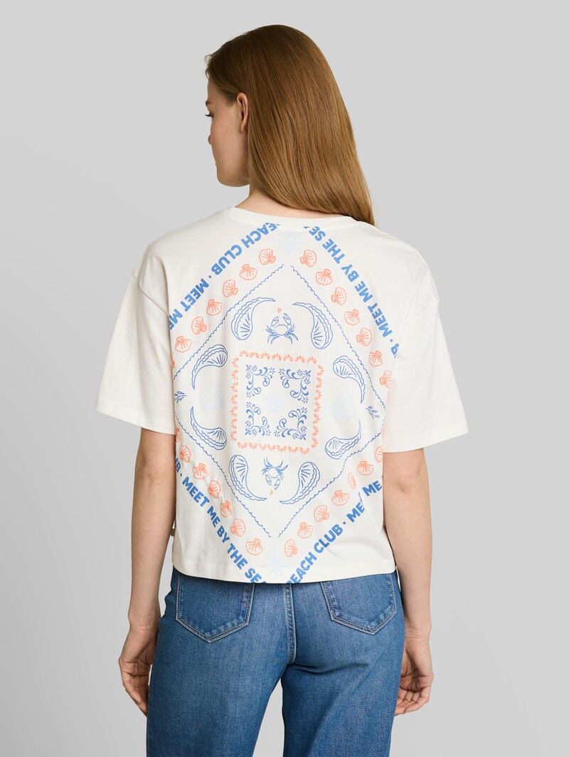 Tom Tailor Boxy Fit T-Shirt mit Rückenprint - Off White