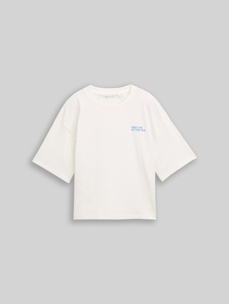 Tom Tailor Boxy Fit T-Shirt mit Rückenprint - Off White