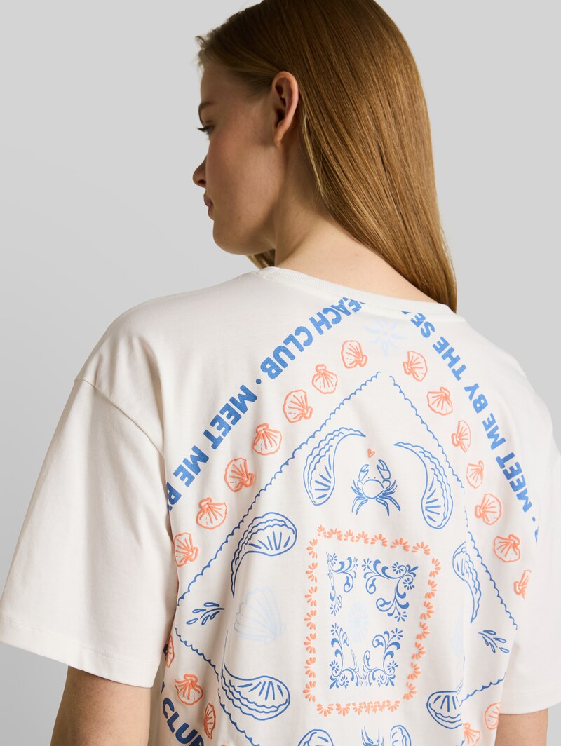 Tom Tailor Boxy Fit T-Shirt mit Rückenprint - Off White