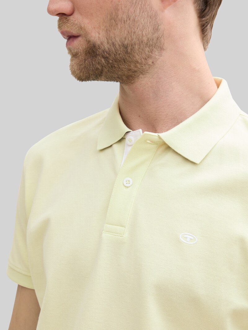 Tom Tailor Piqué Poloshirt mit Logo-Stickerei - Lime Cream Green