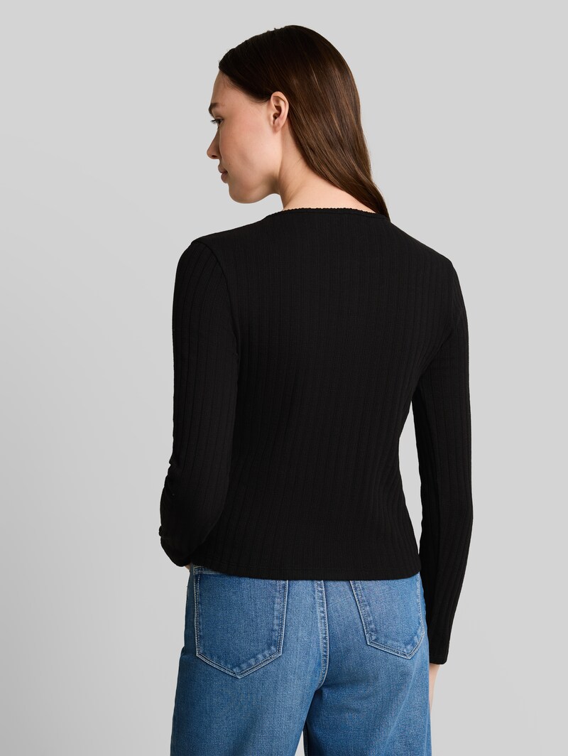 Tom Tailor Pointelle Cardigan mit Knopfleiste - Deep Black