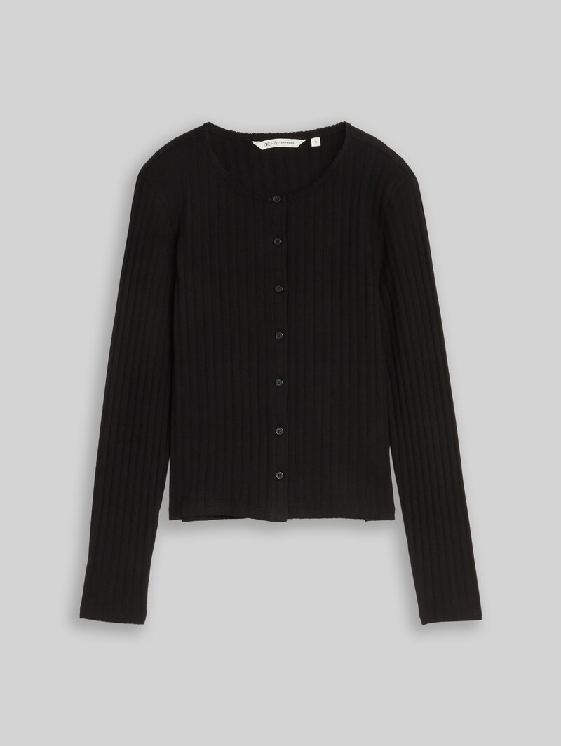 Tom Tailor Pointelle Cardigan mit Knopfleiste - Deep Black