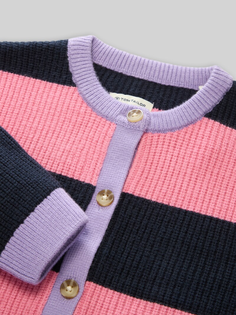 Tom Tailor Cardigan mit Streifenmuster - Pink And Blue Bold Stripe
