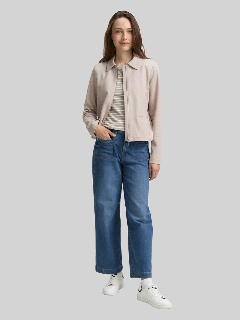 Tom Tailor Regular Fit Jacke mit Reißverschluss - Soft Taupe Melange