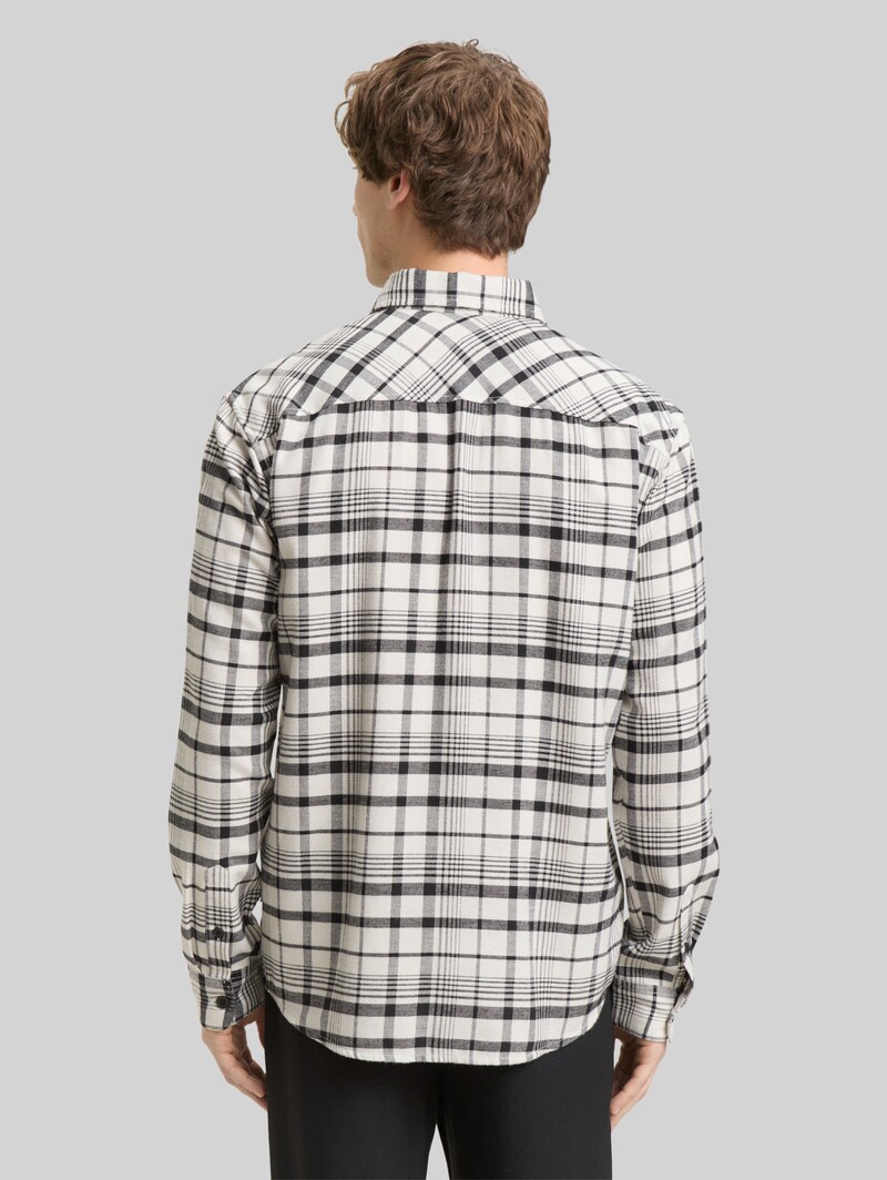 Tom Tailor Relaxed Fit Hemd mit Karomuster - Greyish White Black Check
