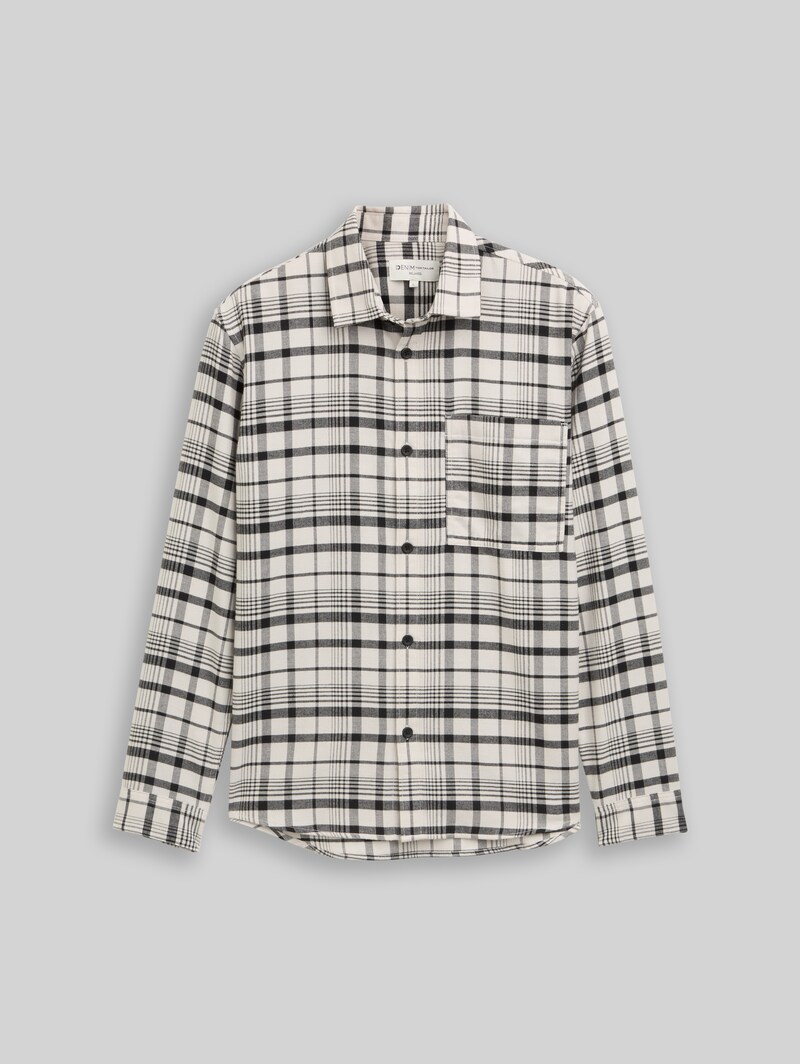 Tom Tailor Relaxed Fit Hemd mit Karomuster - Greyish White Black Check