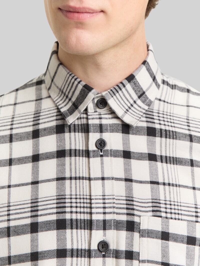 Tom Tailor Relaxed Fit Hemd mit Karomuster - Greyish White Black Check