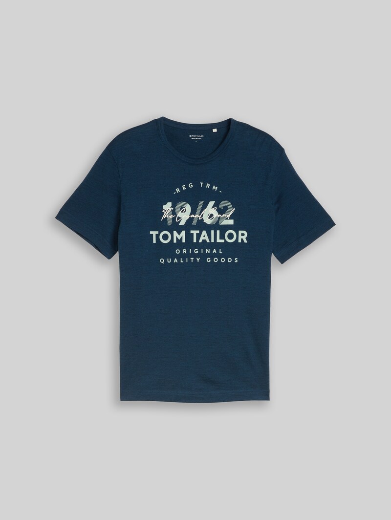 Tom Tailor T-Shirt mit Logo-Print - Navy Blue Petrol Injected