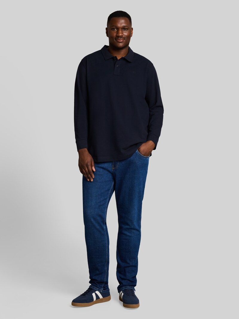 Tom Tailor Plus Size - Langarm Piqué Poloshirt - Sky Captain Blue