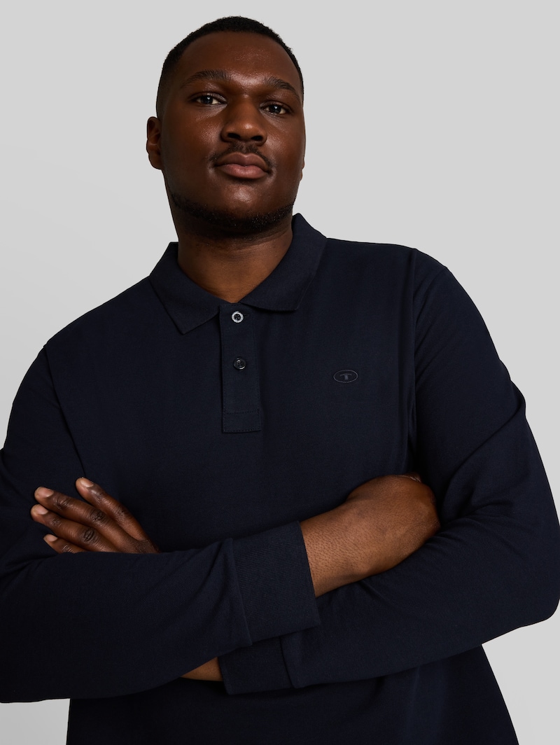 Tom Tailor Plus Size - Langarm Piqué Poloshirt - Sky Captain Blue