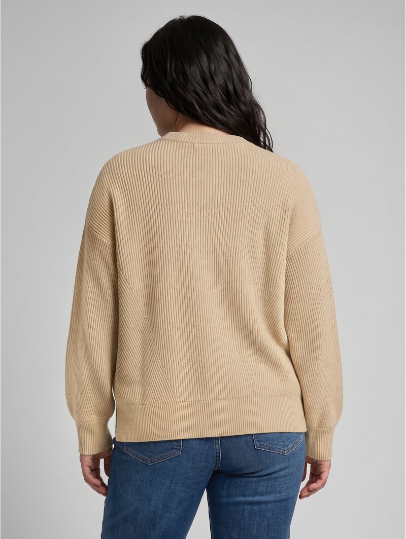 Tom Tailor Plus Size - Oversize Strickpullover mit Rundhalsausschnitt - Gravel Beige Melange