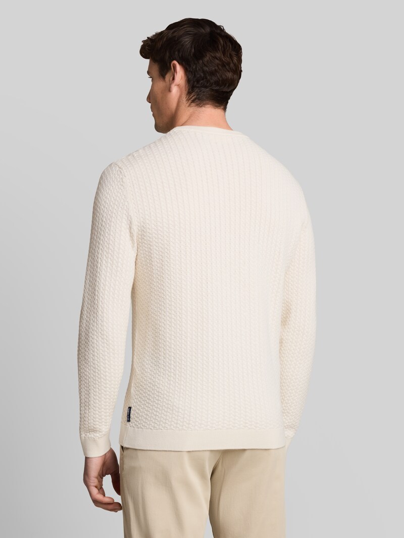 Tom Tailor Strickpullover mit Zopfmuster - Gardenia White